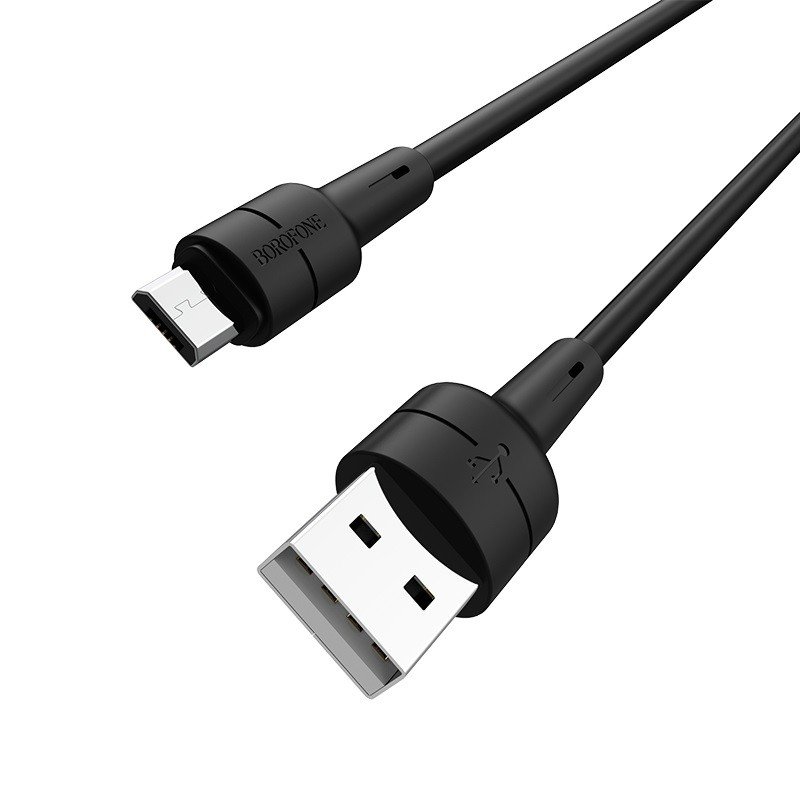 USB kabelis Borofone BX30 microUSB 1.0m silikoninis juodas