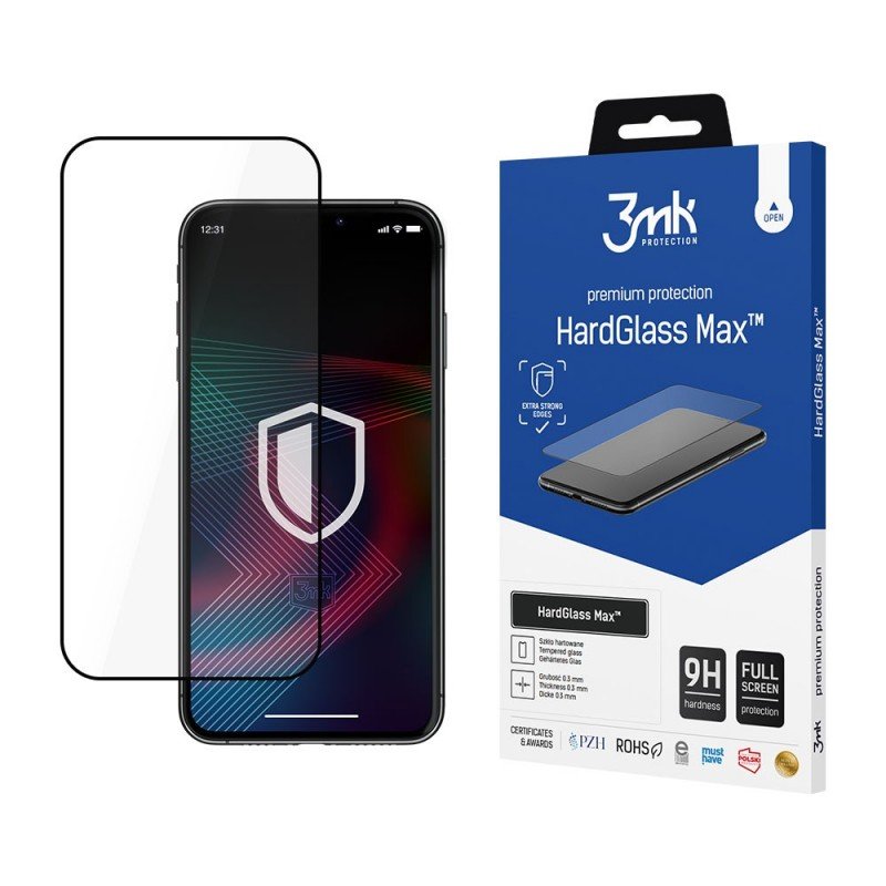 LCD apsauginis stikliukas 3MK Hard Glass Max Finger Print Samsung S918 S23 Ultra 5G juodas